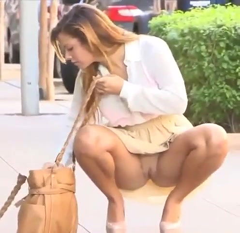 Foreign girl showing pussy in public