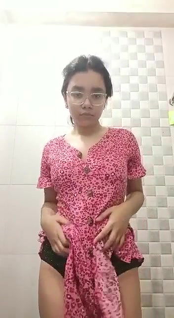 Cute girl exposing and striping