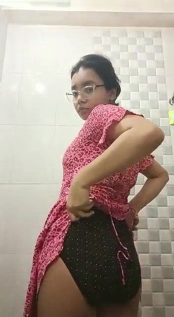 Cute girl exposing and striping