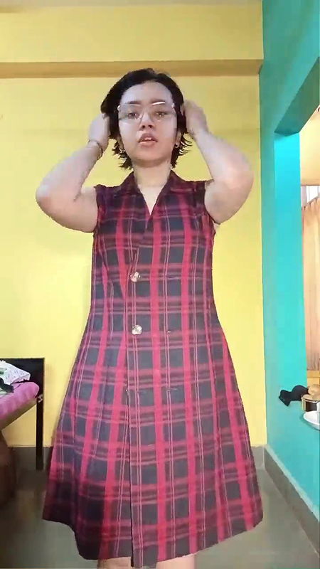 Cute girl exposing and striping