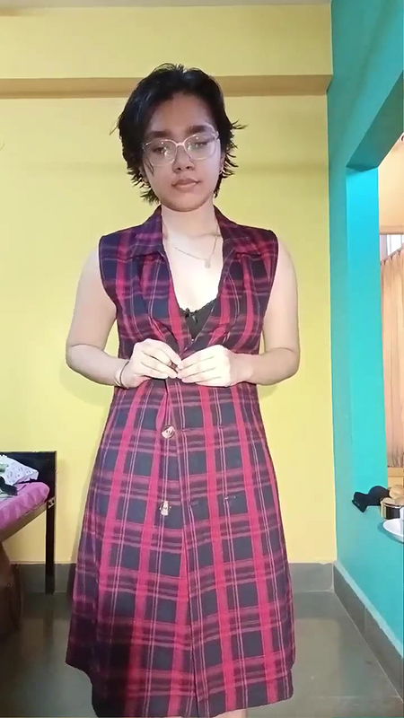 Cute girl exposing and striping