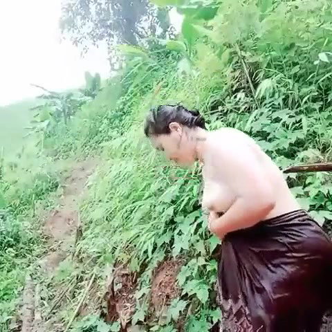 girl bathing outdoor