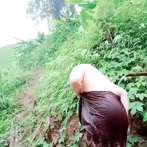 girl bathing outdoor