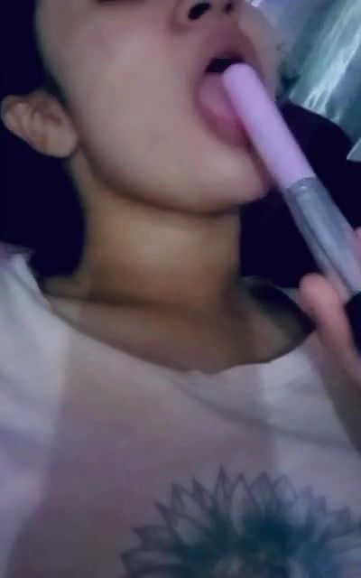 Beautiful cute girl recording herself for her boyfriend