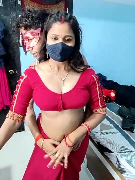 Anu Priya and her husband romance in bedroom and Saree removing and boobs pressing