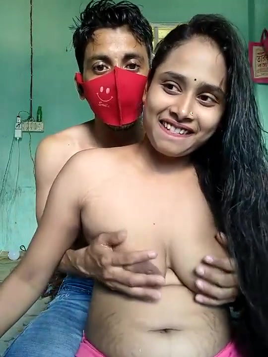 Desi Girl Boobs Pressed by Husband