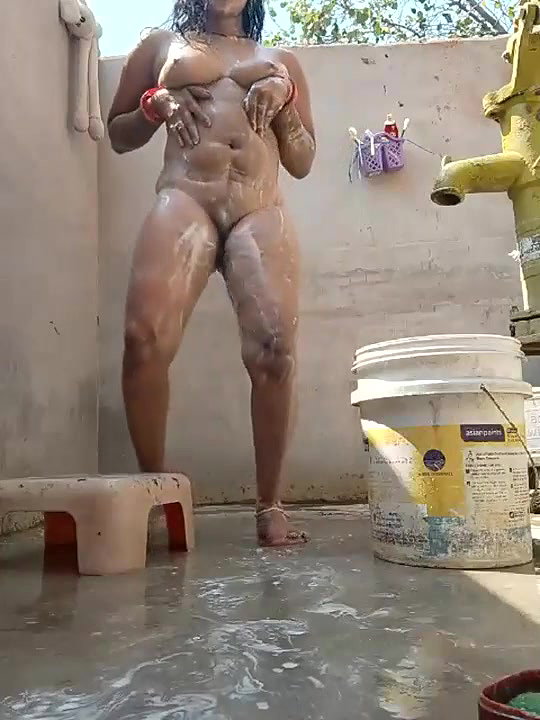 Desi Village Women taking shower and changing dress