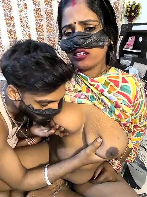 Slutty Aunty Kissing and Boobs Pressing by young boy