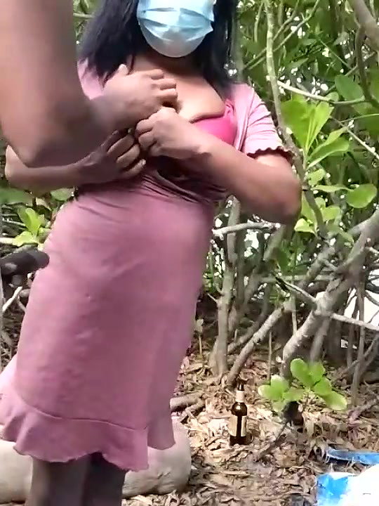 Girl giving blowjob in outdoor