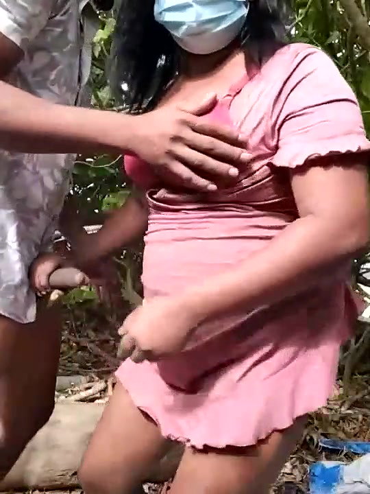 Girl giving blowjob in outdoor