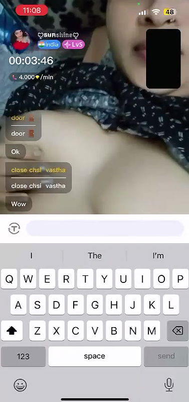 sunshine South Indian Bhabi Showing Boobs  Pussy on Chamet Live  with FACE