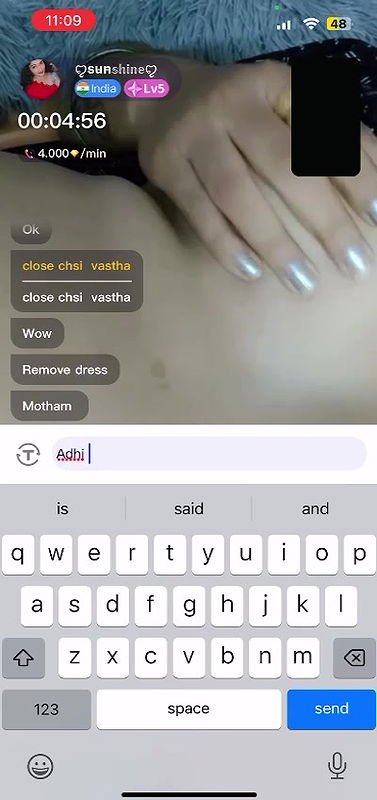 sunshine South Indian Bhabi Showing Boobs  Pussy on Chamet Live  with FACE