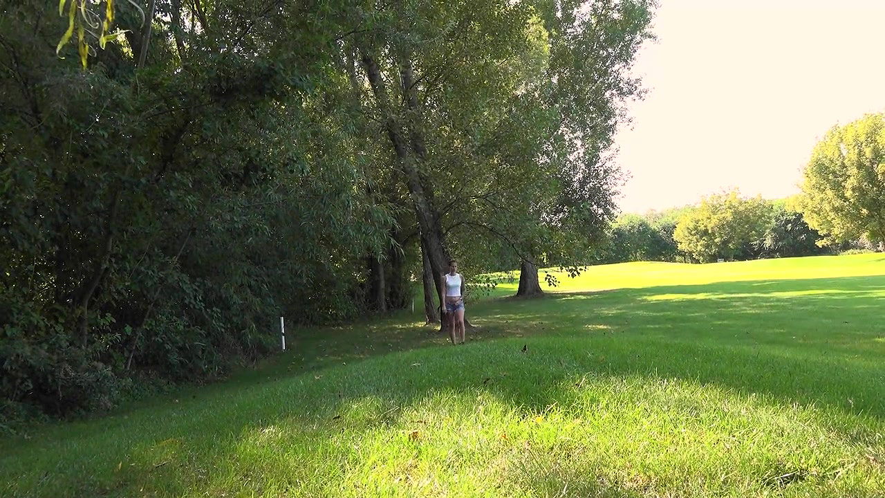 Ali B squats on a golf course to piss outside