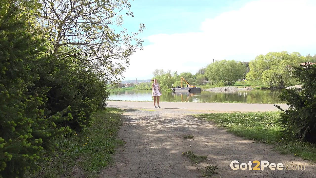 Amanda Hill relieves herself in the suburbs