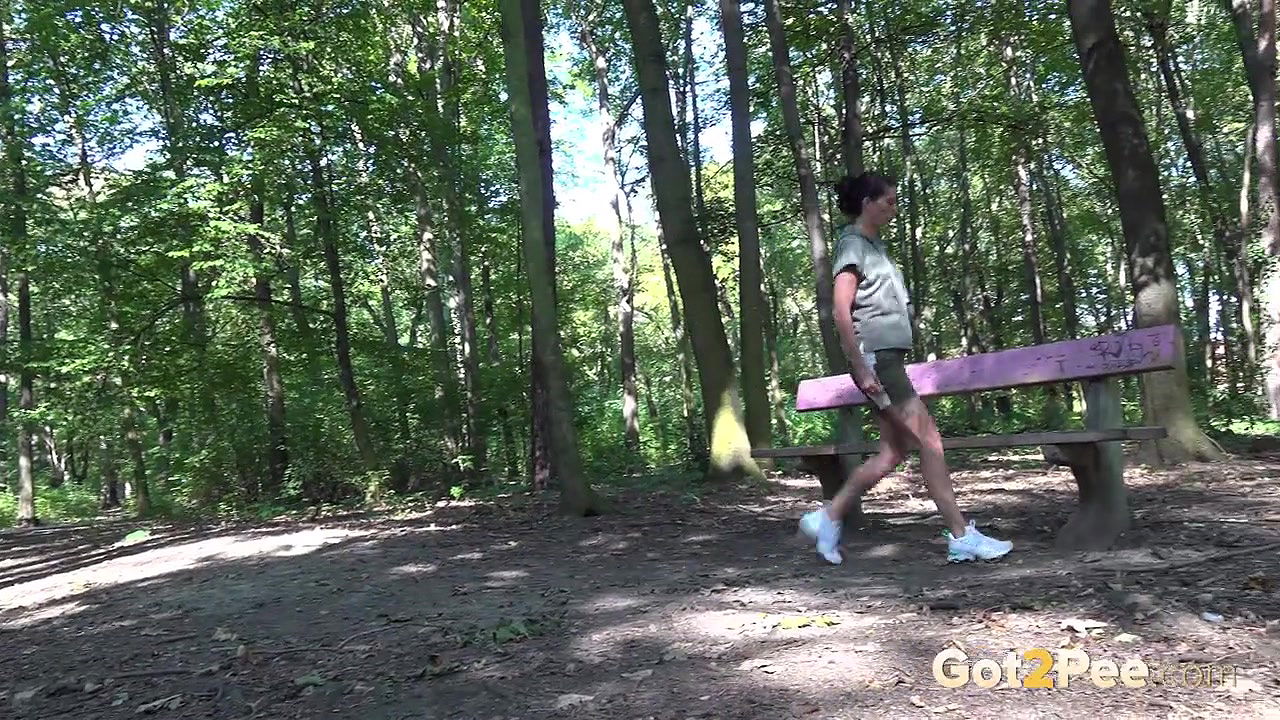 Ali B relieves her pee desperation in the woods