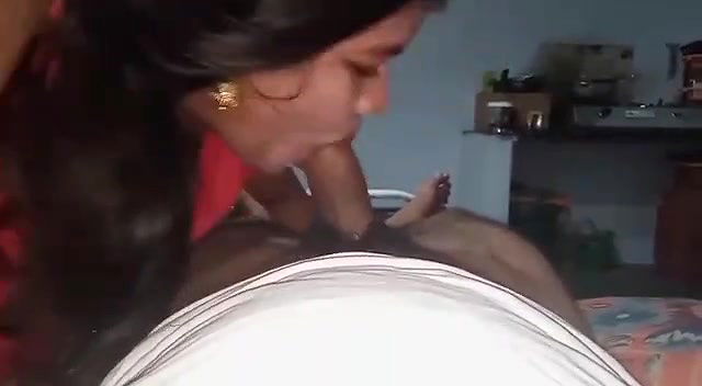 Cute village housewife giving blowjob on cam