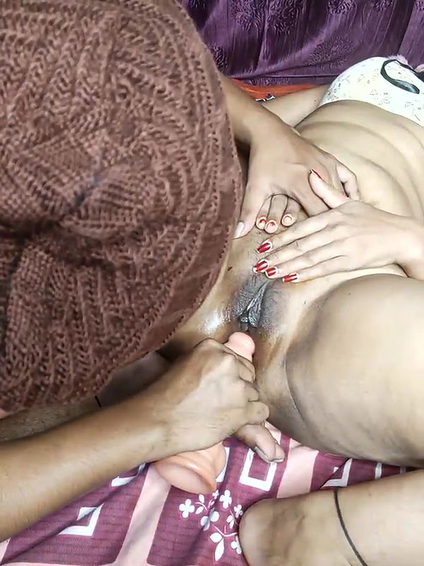 Husband putting Dildo inside Wife Pussy and Asshole