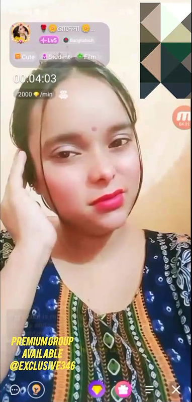 Rodela from Bangladesh Showing Boobs  Hairy Pussy on Chamet Live  with Face