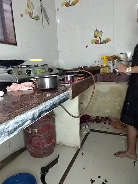 Cute Naked Girl Pussy fingering in Kitchen