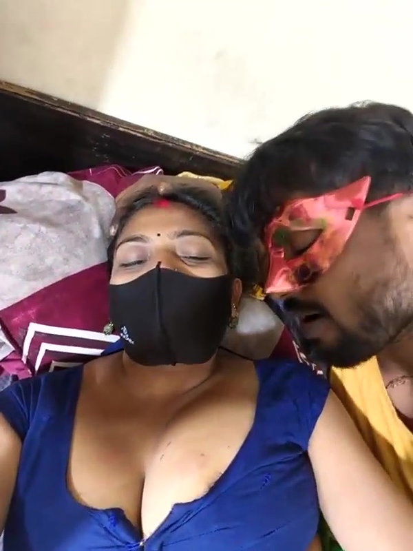 Married Girl giving blowjob to Lover in bedroom