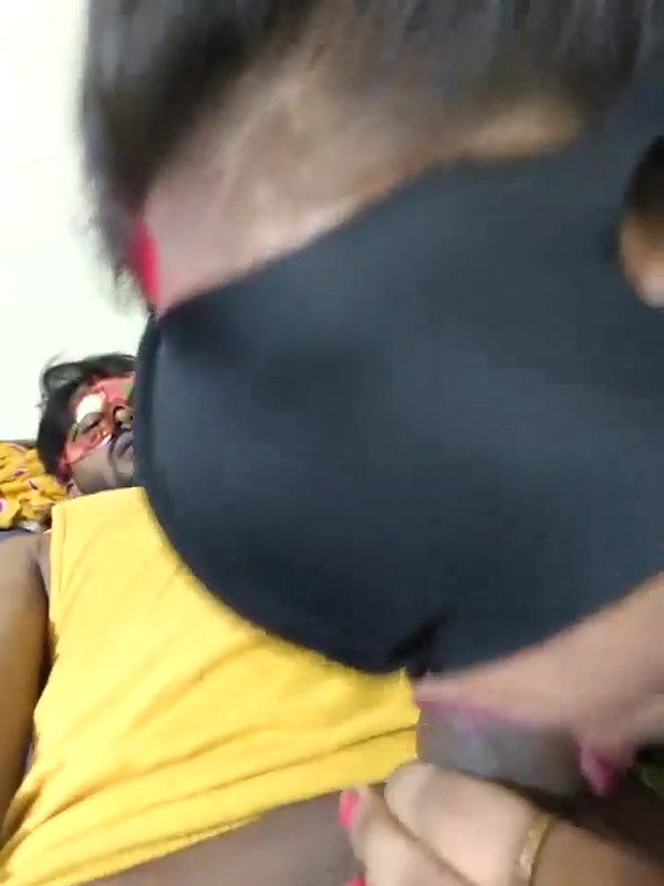 Married Girl giving blowjob to Lover in bedroom