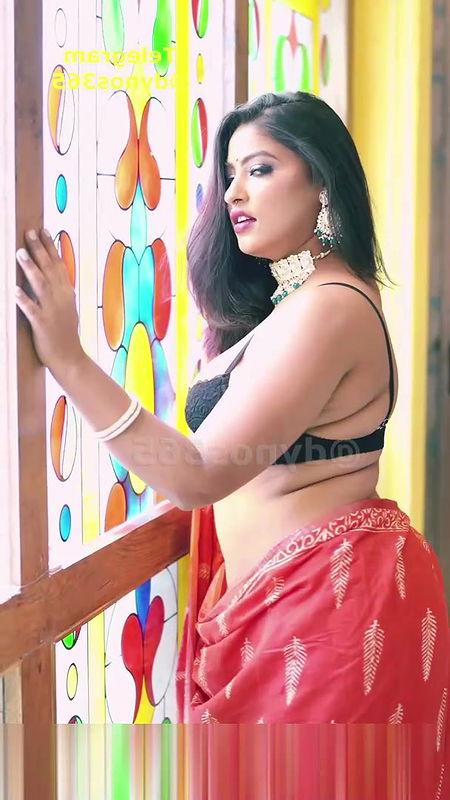 Anjali Gaud Red Saree Strip