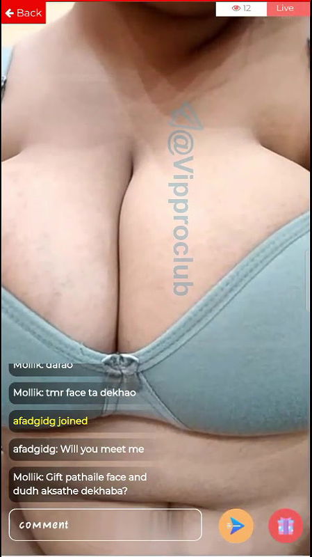 Megha Das (Ghosh) in Bra & Panty Showing Glimpse of Boobs to Tease on Live