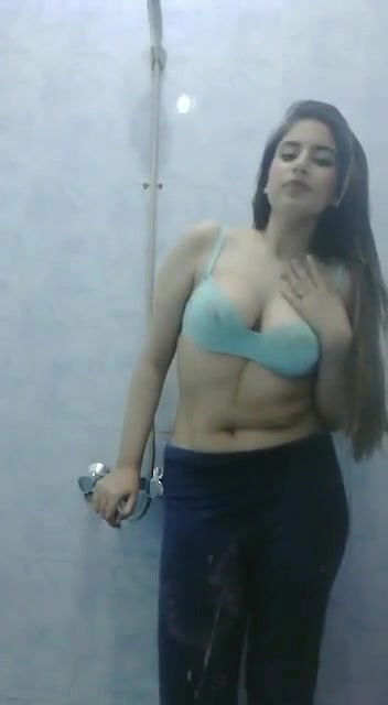 Cute Girl Showing in Bathroom