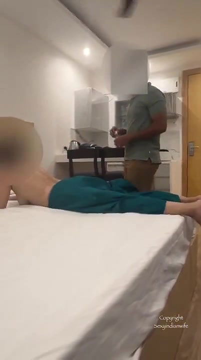 Hot Bhabhi invite massager boy doing massage in front of hubby