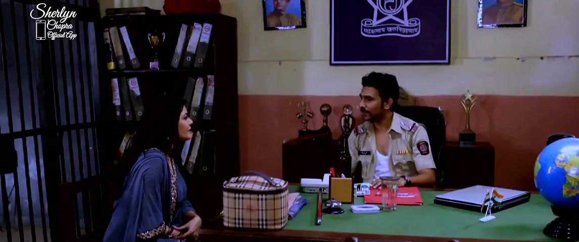 Sherlyn Chopra Deep Tongue Smooch to Inspector