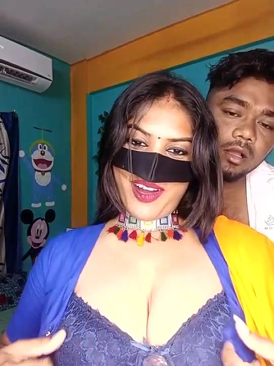 Couple Romance Kissing and Boobs Pressing