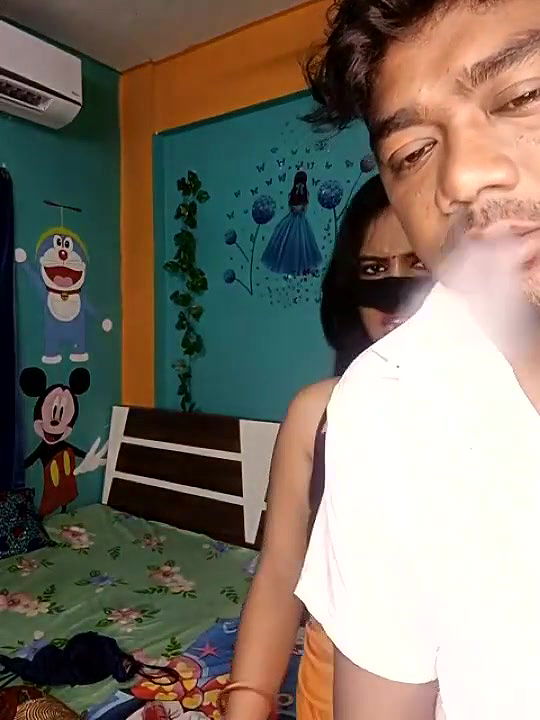 Couple Romance Kissing and Boobs Pressing