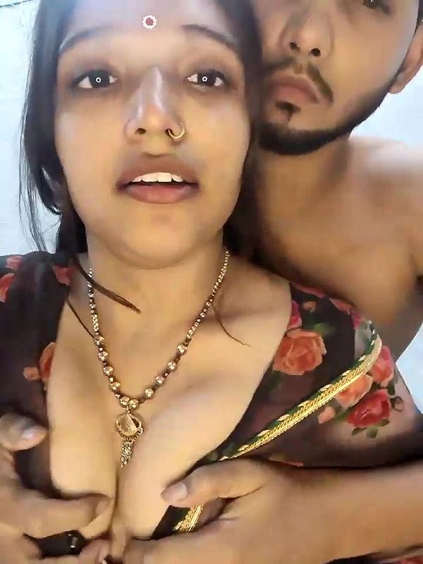 Cute Couple Romance Kissing and Boobs Pressing