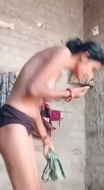 cute girl changing after bath