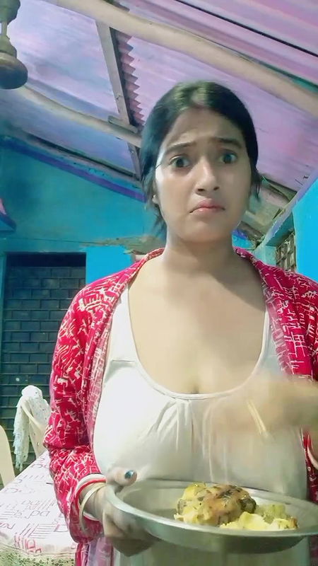 bengali babe huge breast and nipple pokie in white dress