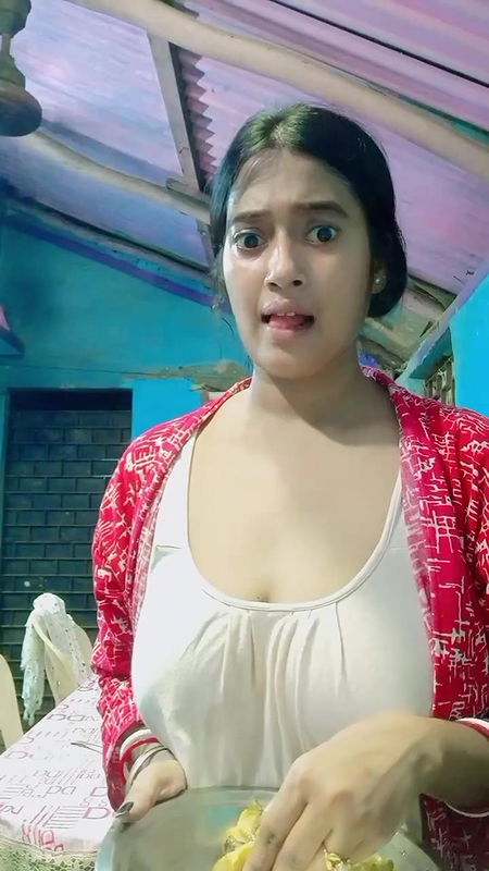 bengali babe huge breast and nipple pokie in white dress