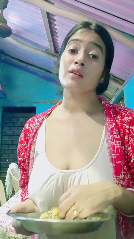 bengali babe huge breast and nipple pokie in white dress