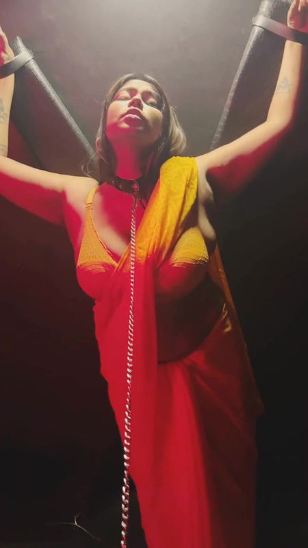 Oasi Das Orange Saree Nude Tease