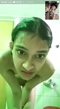Indian couple video call enjoying
