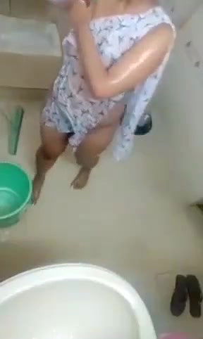 village desi wife in bathroom