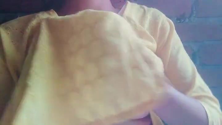 young white Indian playing with pluffy nipples