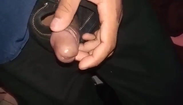 Shy girlfriend sucking dick of lover through pant zip open