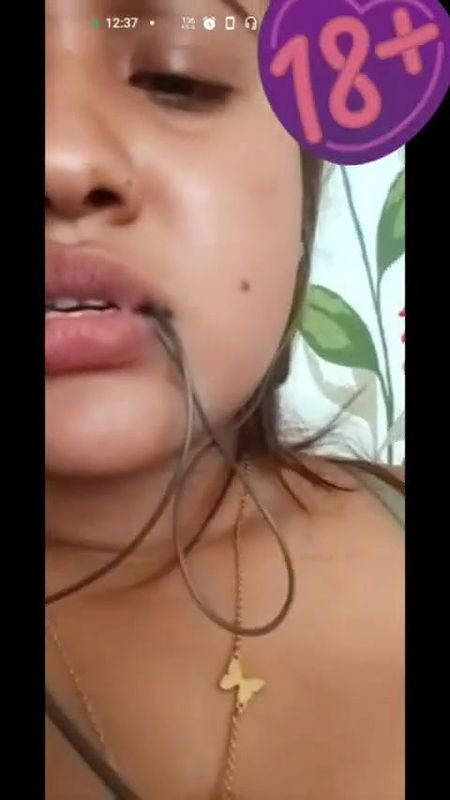 big boobs horny GF fingering on video call to lover