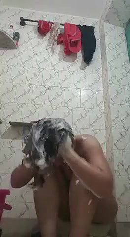 awesome desi bhabhi nude bathing selfie video