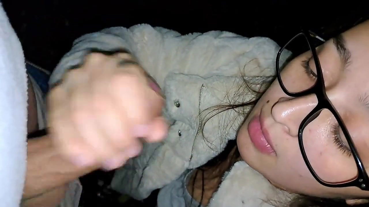 Stepsister gives a blowjob while taking a walk in the woods outdoor