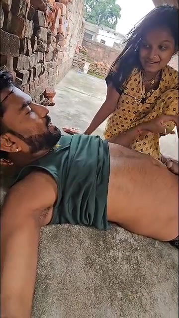 horny village couple sex on rooftop with oral sex