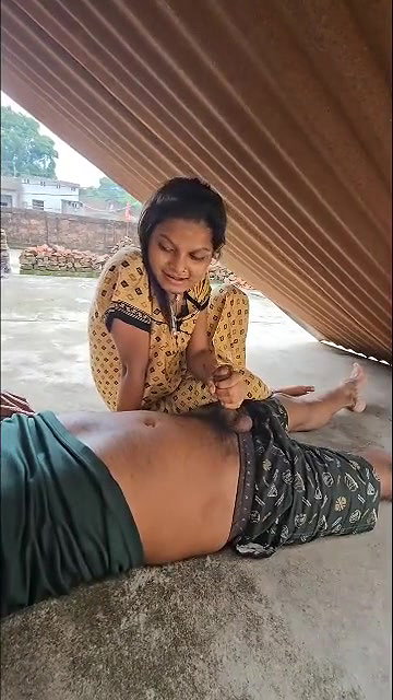 horny village couple sex on rooftop with oral sex