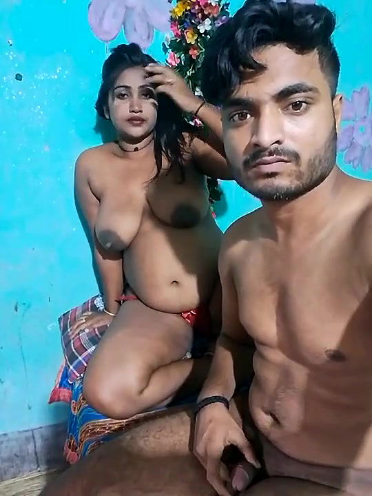 Naked wife giving Handjob and Kissing