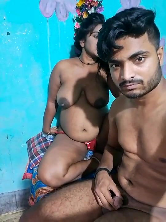 Naked wife giving Handjob and Kissing