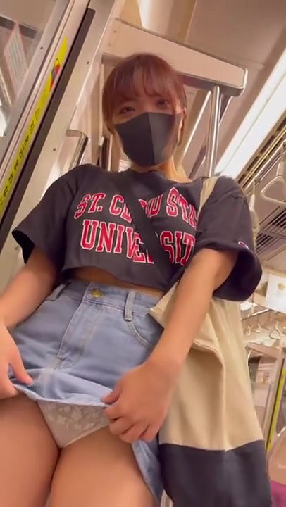 Japanese girl upskirt on train and toilet